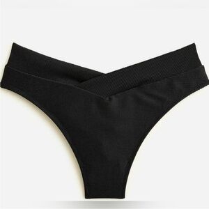 J. Crew Black Ribbed Cross Front Cheeky Bikini Bottom Womens Size 2X Plus NWT